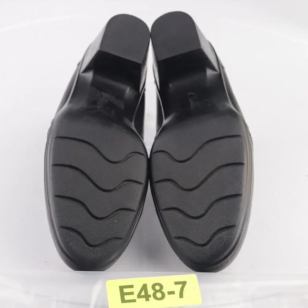 Clarks Womens Emslie Warren Boot Size 7 M Black Leather Block Heel Button Bootie